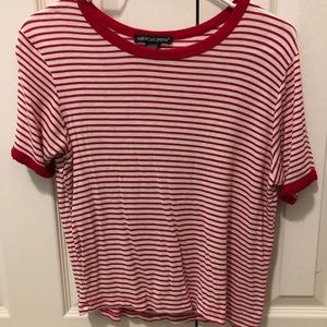 red striped cropped shirt